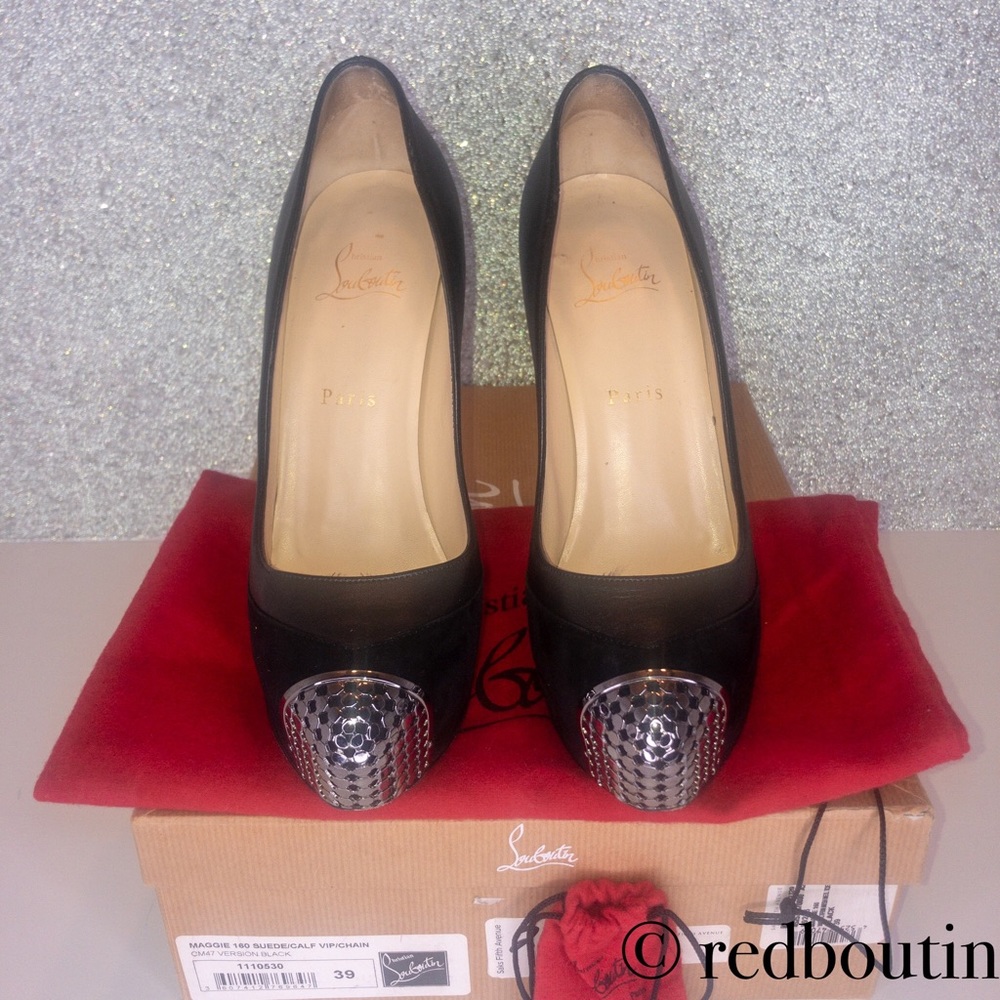 ๐ trading patent leather and suede Maggie pumps - Picture 5 of 8